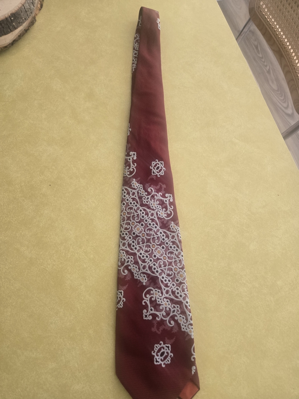 Wembley Maroon Tie with White Paisley Scrolls